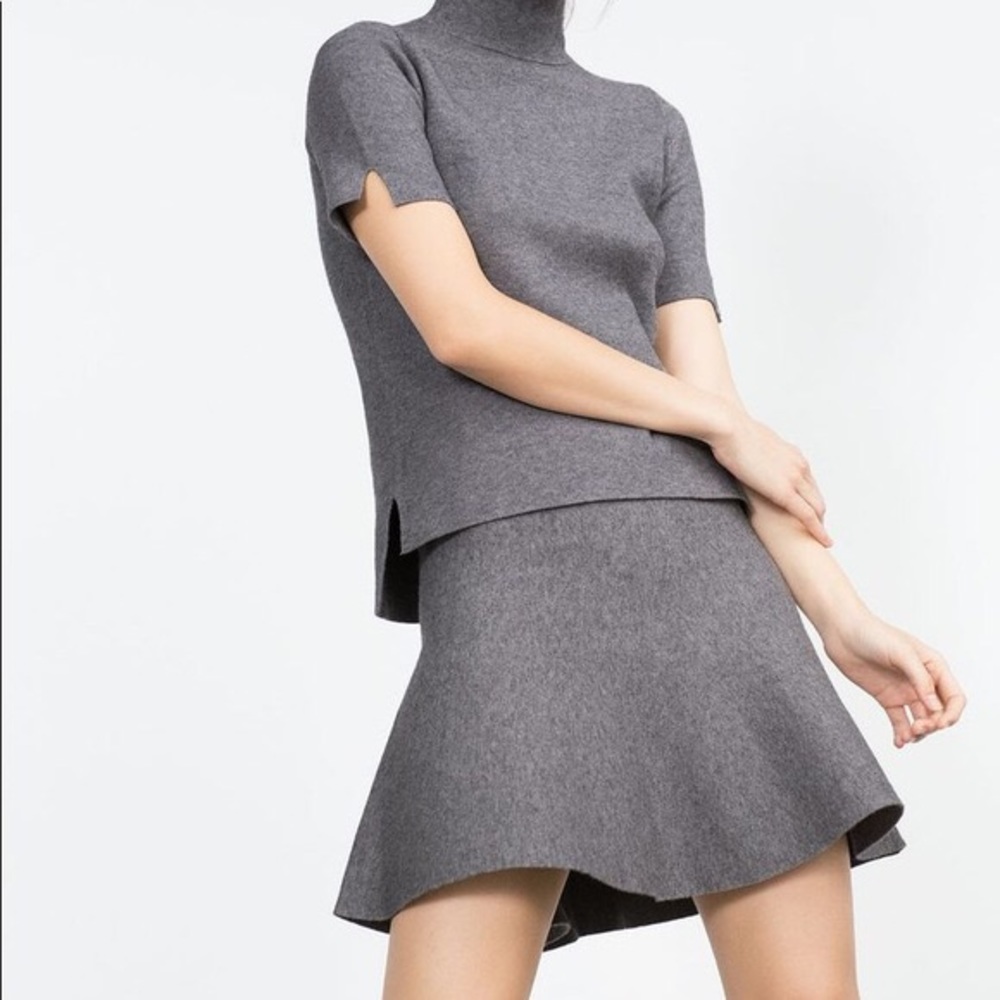 NWOT Zara Gray Knit Skirt